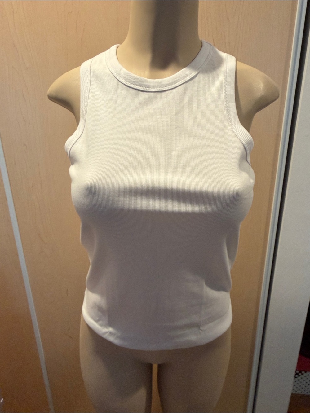 Madewell White Ribbed Crew Tank nwot size small
